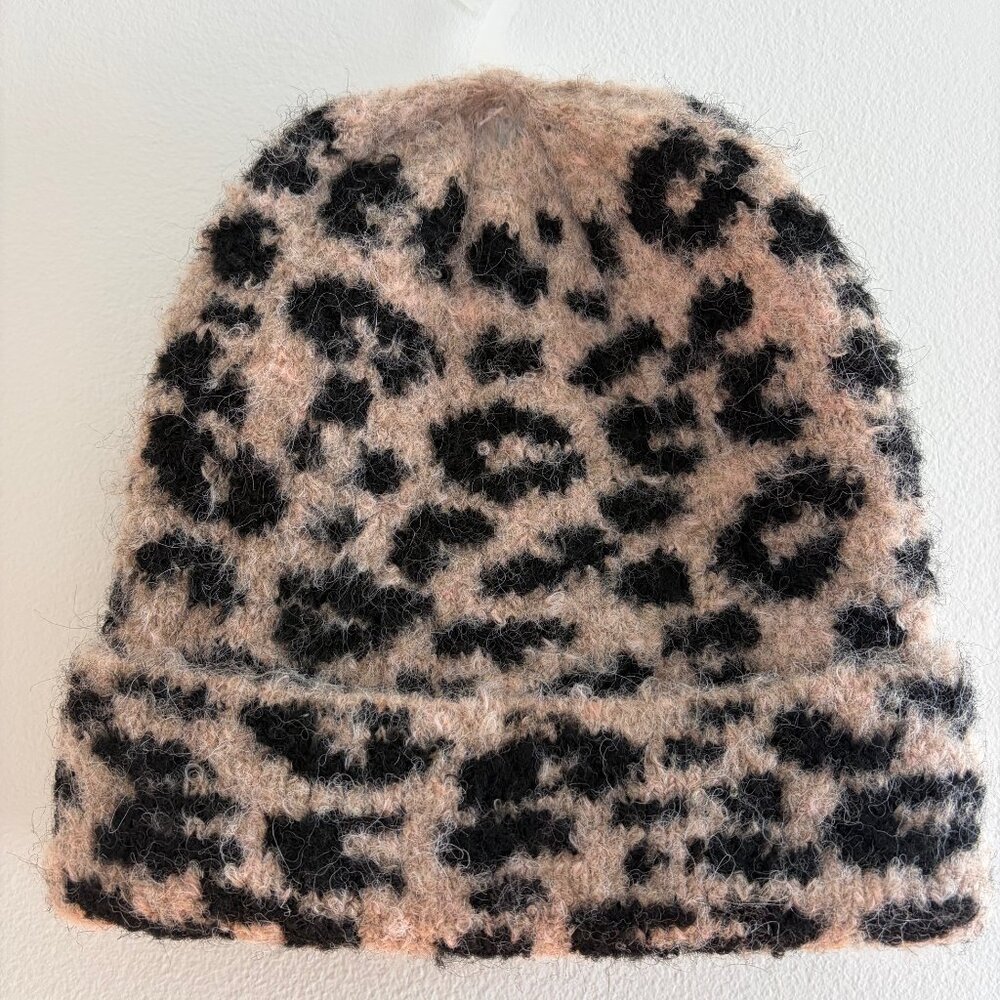 NWT | Rachel Zoe Leopard Print Beanie Hat | Recycled Polyester Sustainable Knit